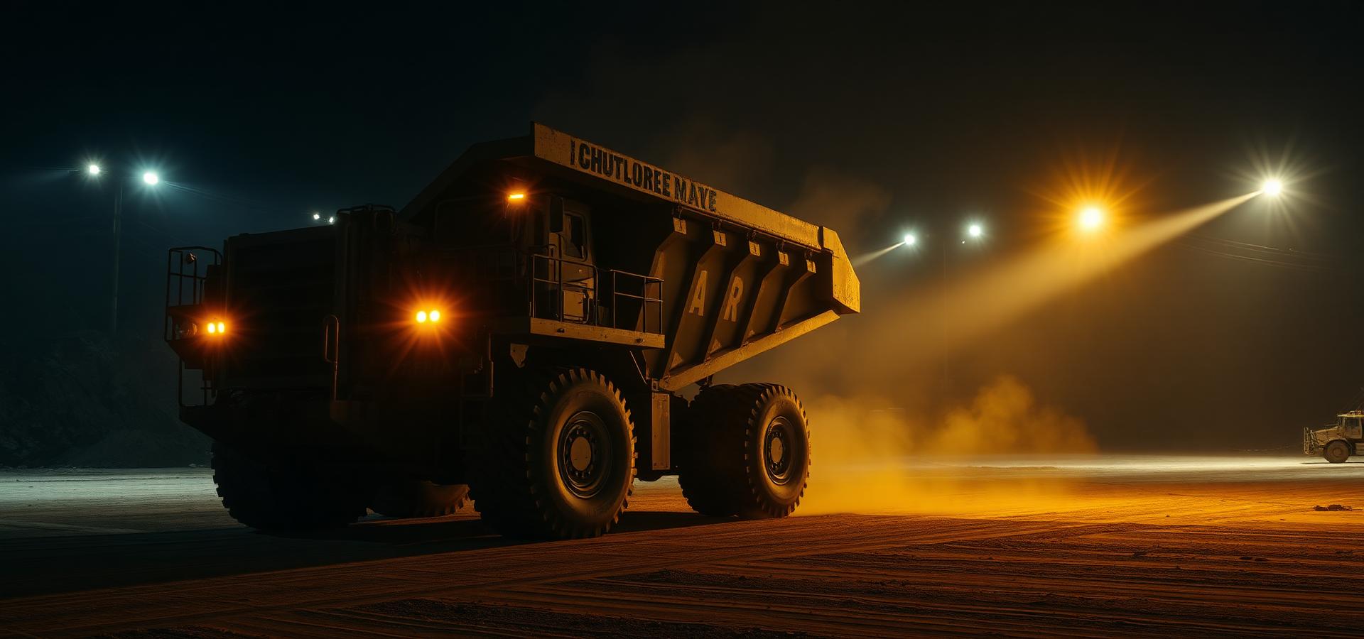 Mining haul truck operations at industrial site